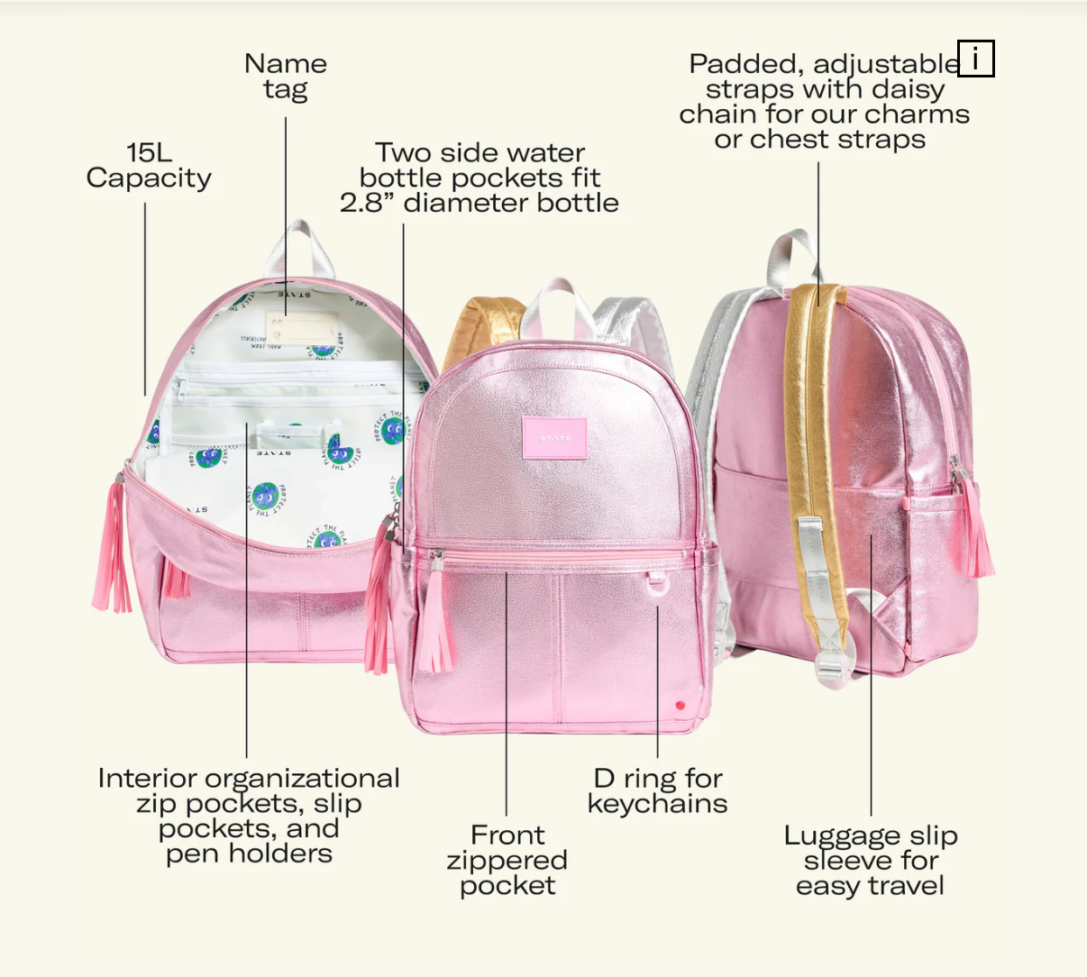 Kane Double Pocket Backpack Cherry