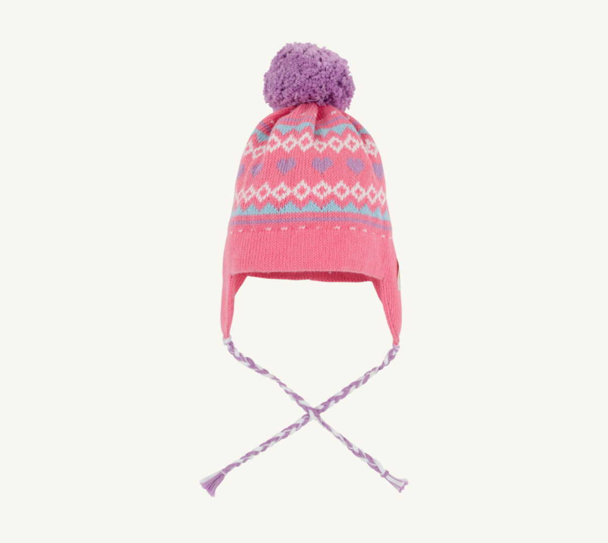 Parish Pompom Hat Fairisle Hearts