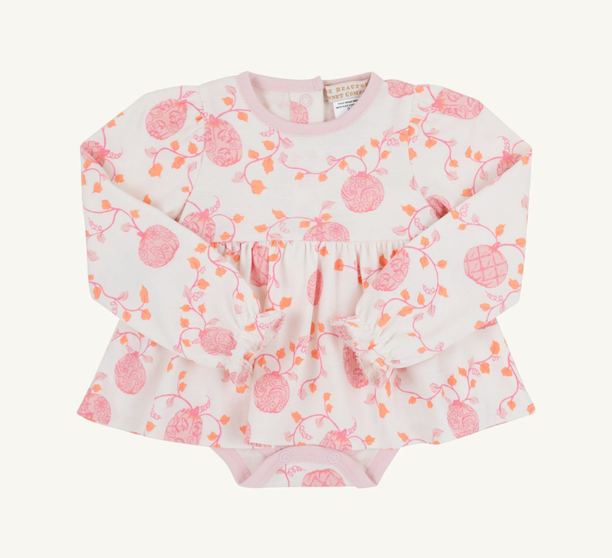 Long Sleeve Daisy Diaper Cover Dress Gourd-geous Palm Beach Pink