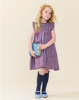 Girls Stevie Dress Red Light Blue Check