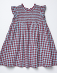 Girls Stevie Dress Red Light Blue Check