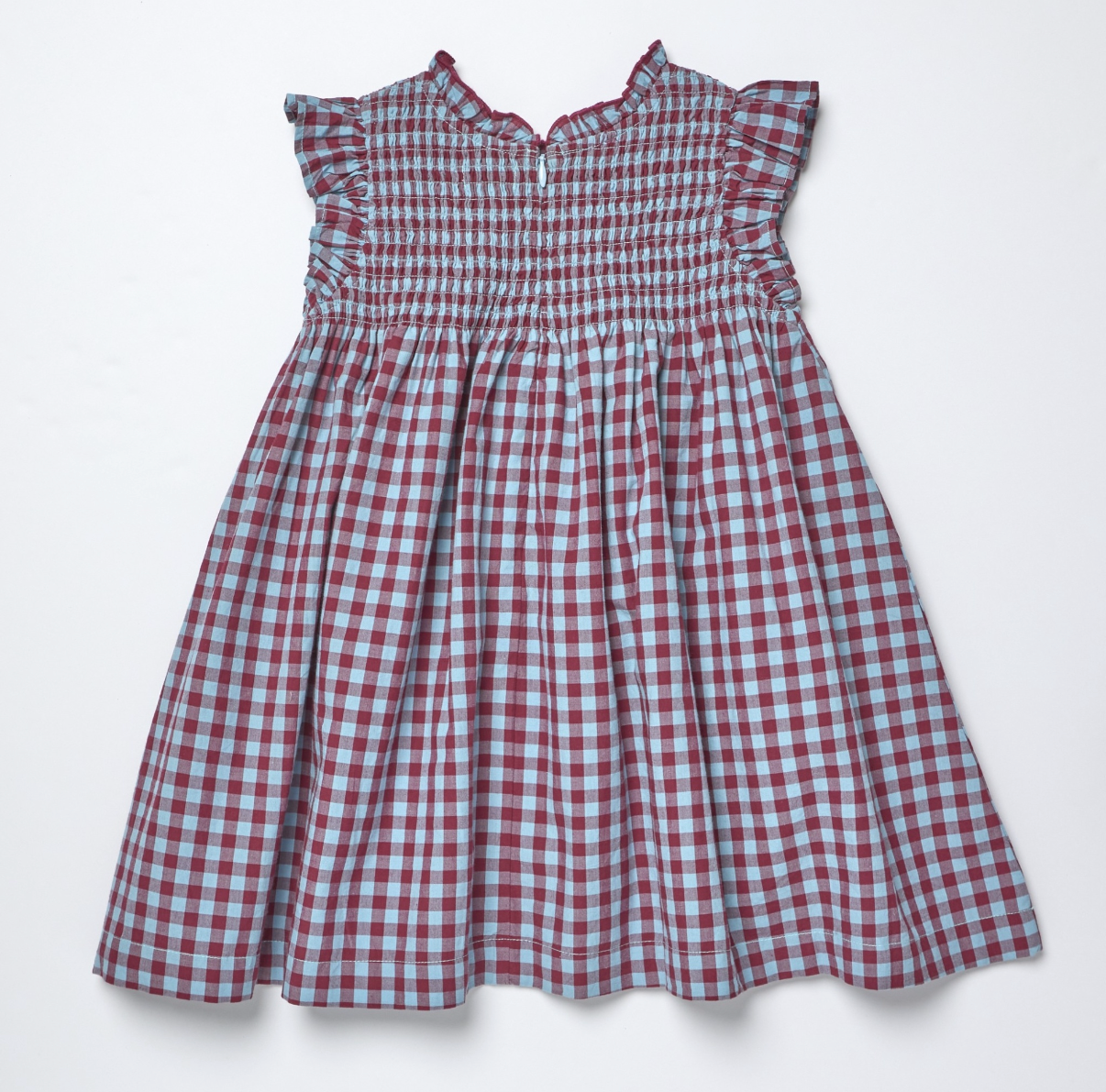 Girls Stevie Dress Red Light Blue Check