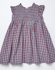 Girls Stevie Dress Red Light Blue Check