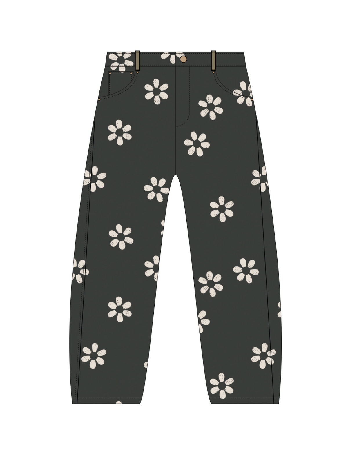 Teen Barrel Pant Black Daisy