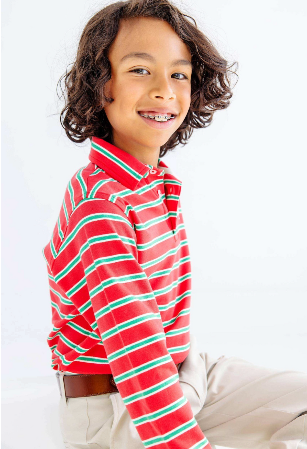 Prim and Proper Polo Richmond Red/Kiawah Kelly Green Stripe