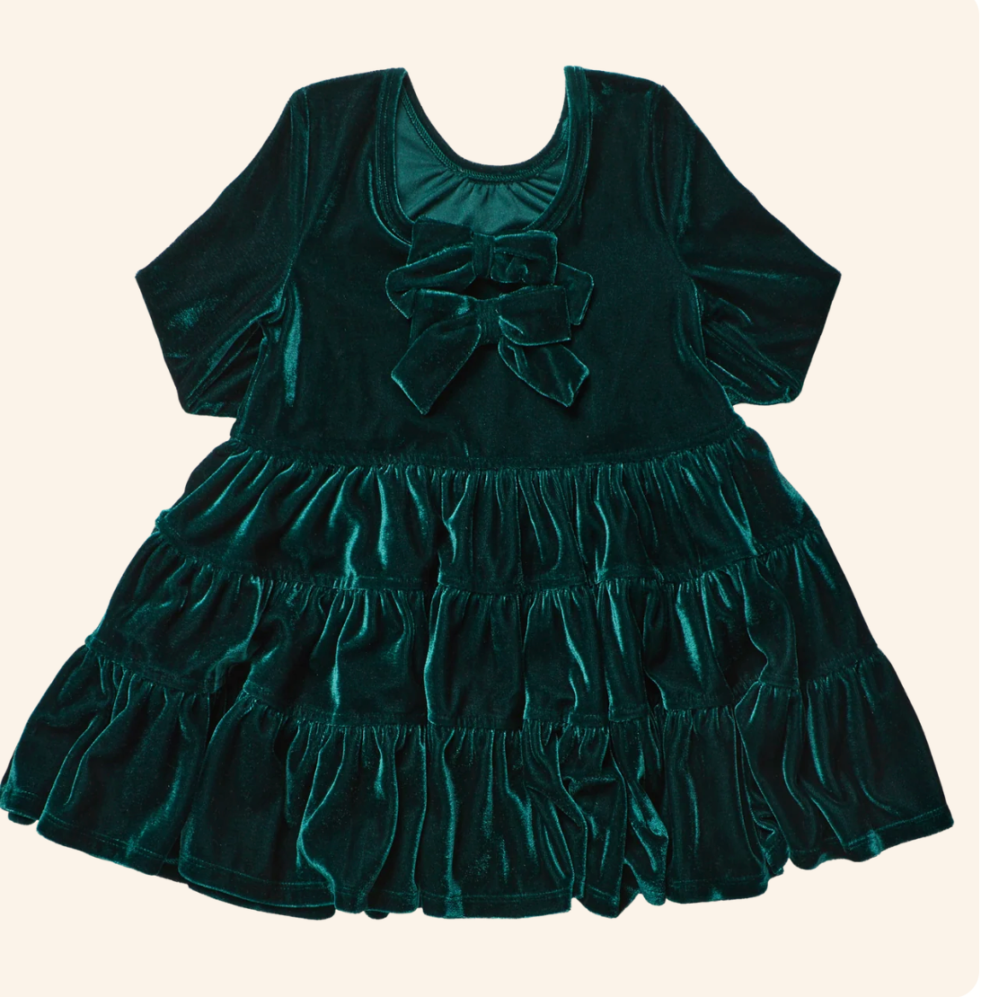 Girls Pearl Dress Evergreen Velour