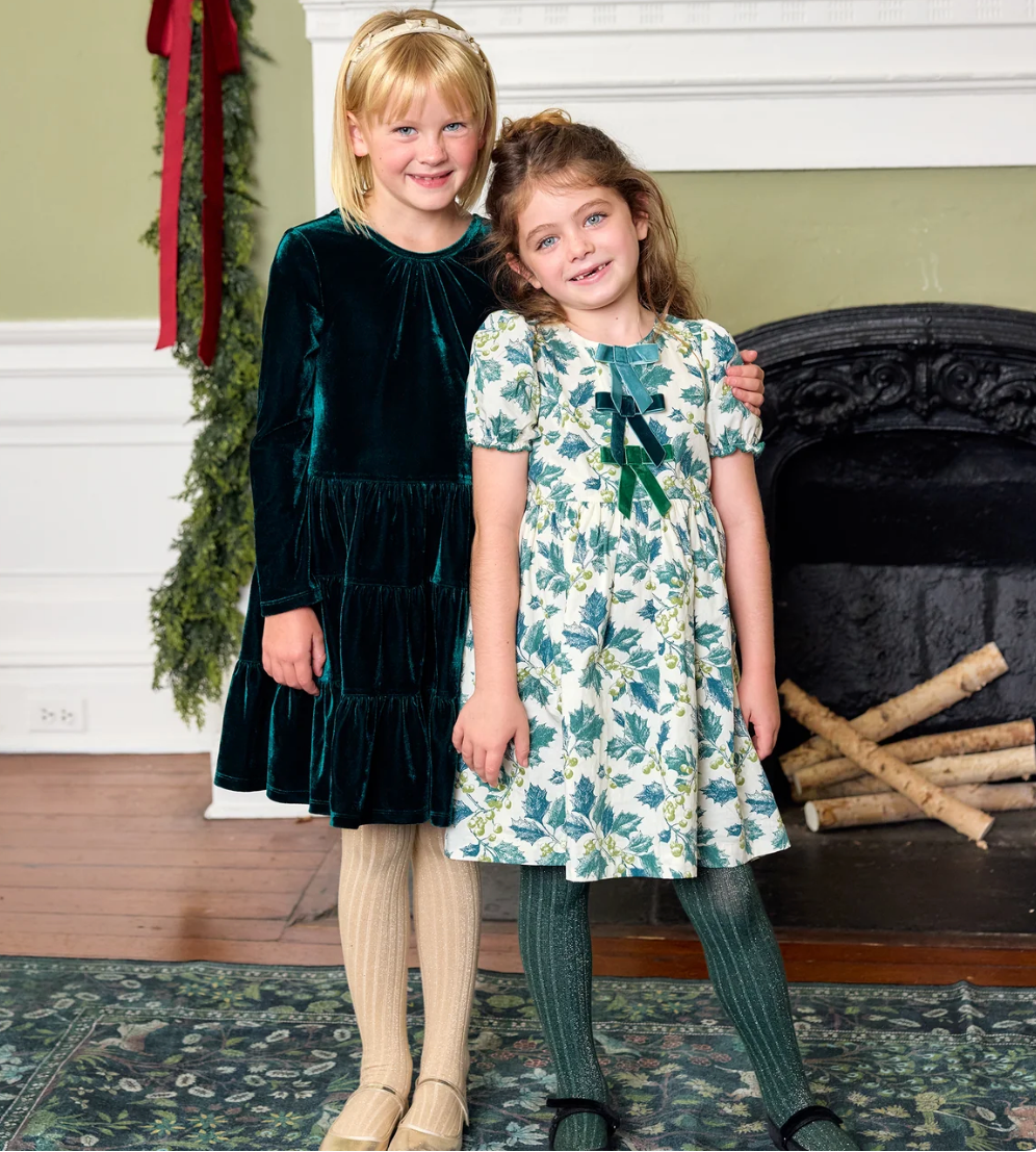 Girls Hermione Dress Green Holly