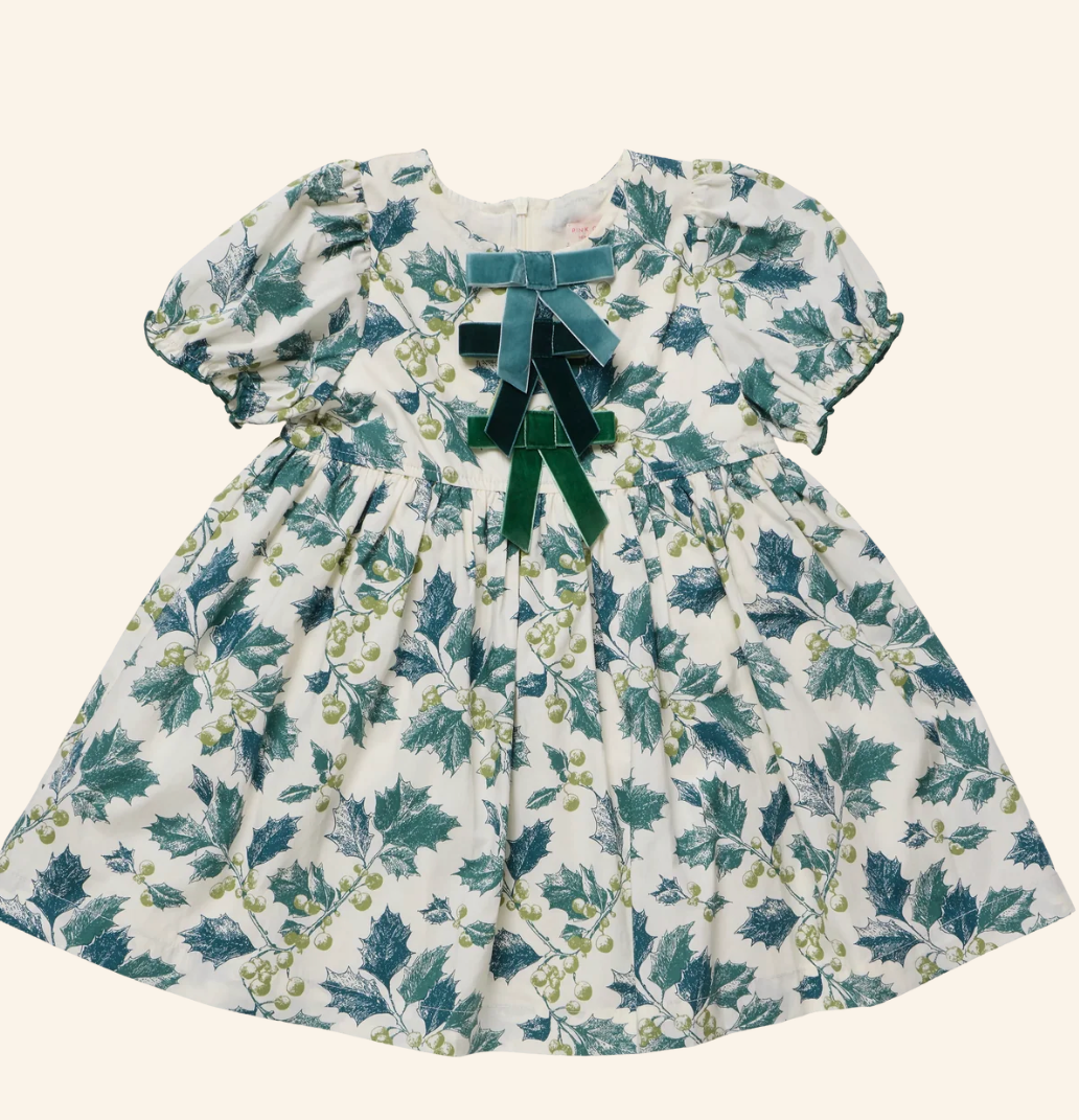 Girls Hermione Dress Green Holly