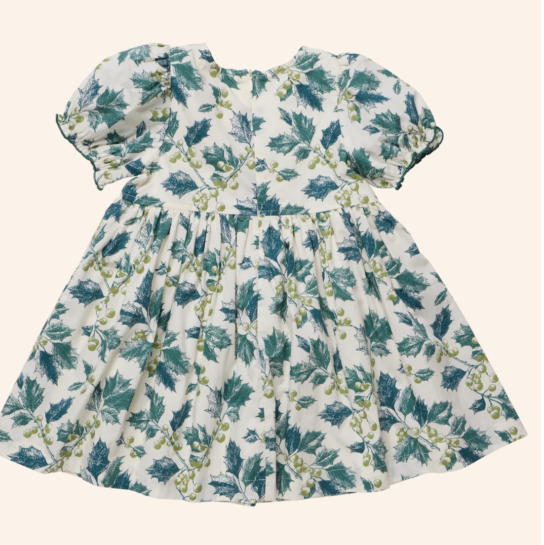 Girls Hermione Dress Green Holly