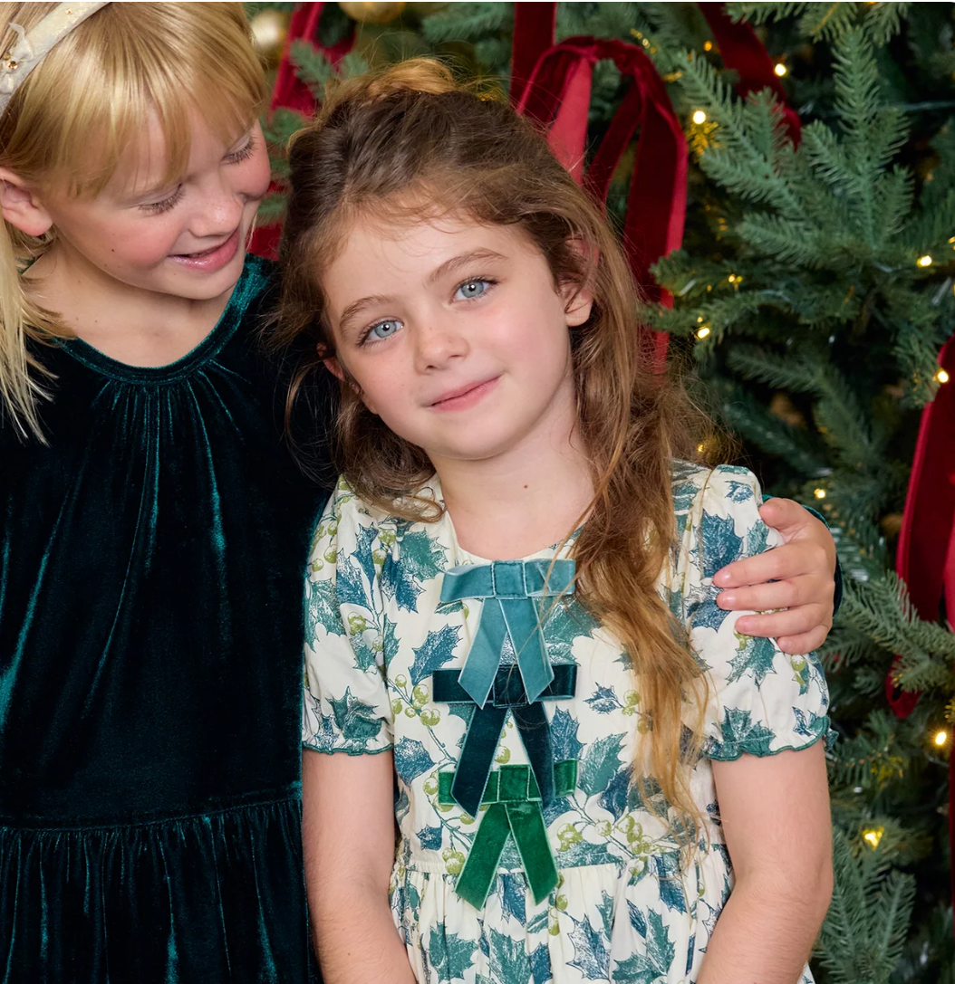 Girls Hermione Dress Green Holly