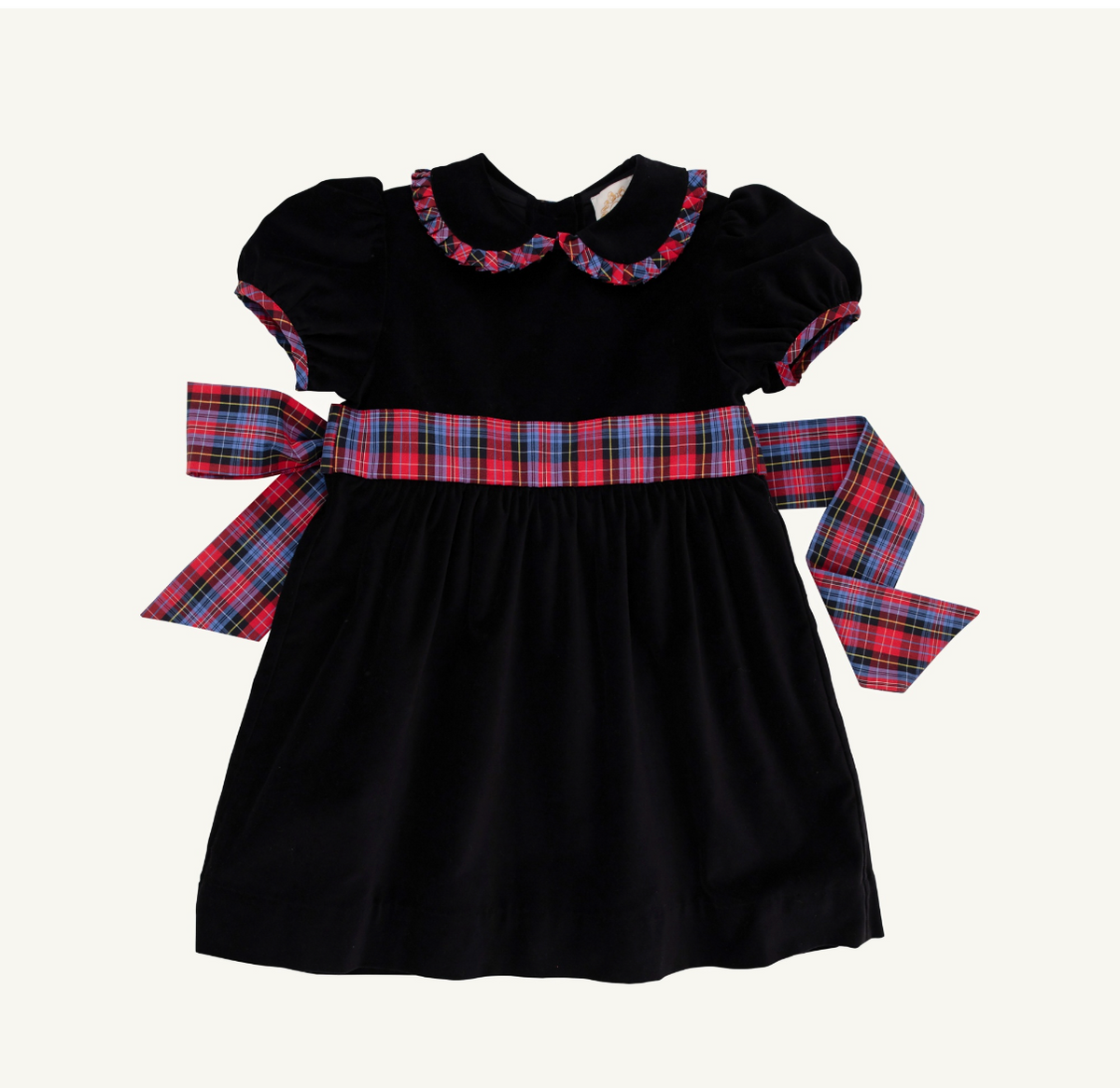 Cindy Lou Sash Dress Newport Night Velveteen Bucktown Tartan