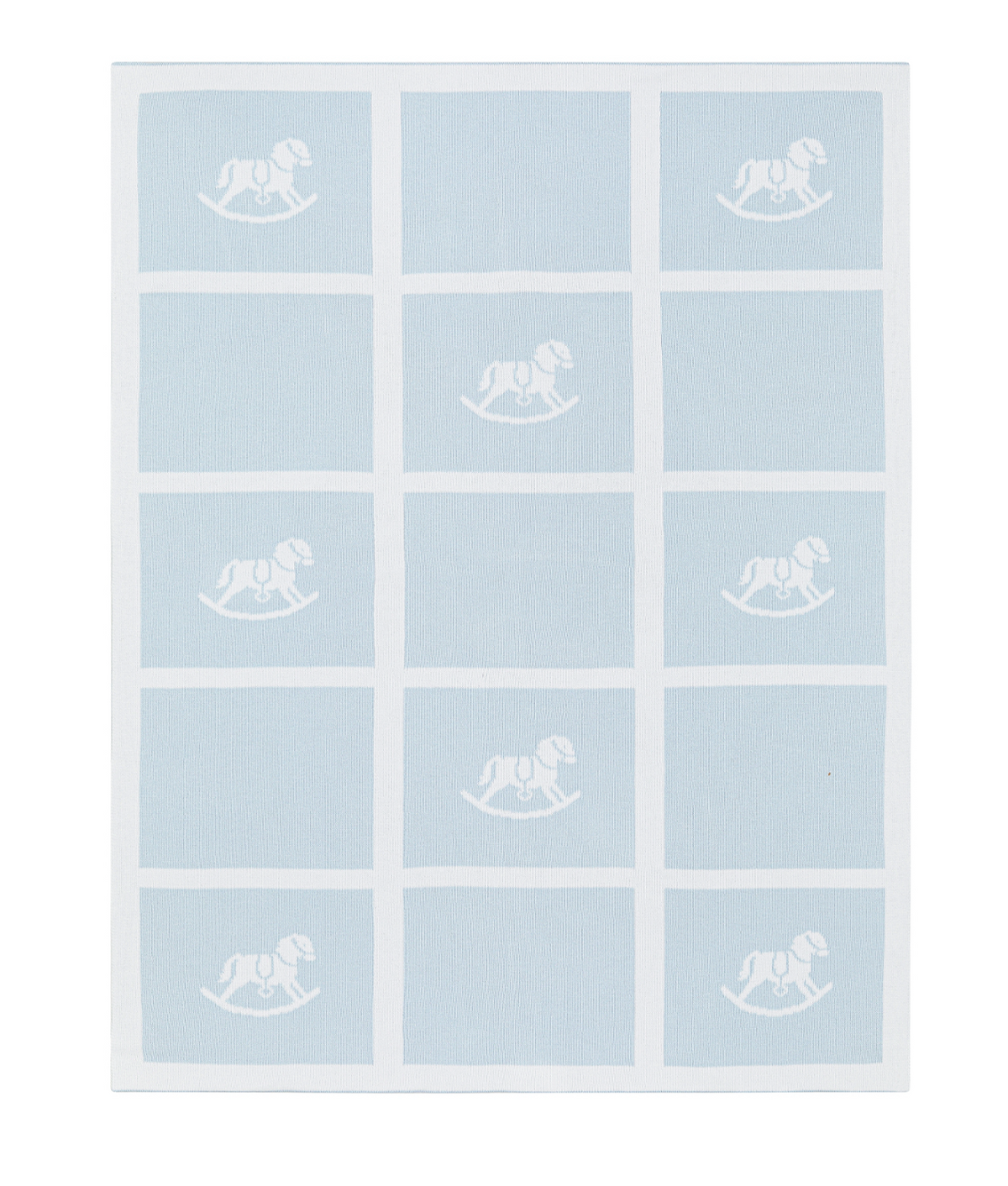 Blue Rocking Horse Knit Blanket