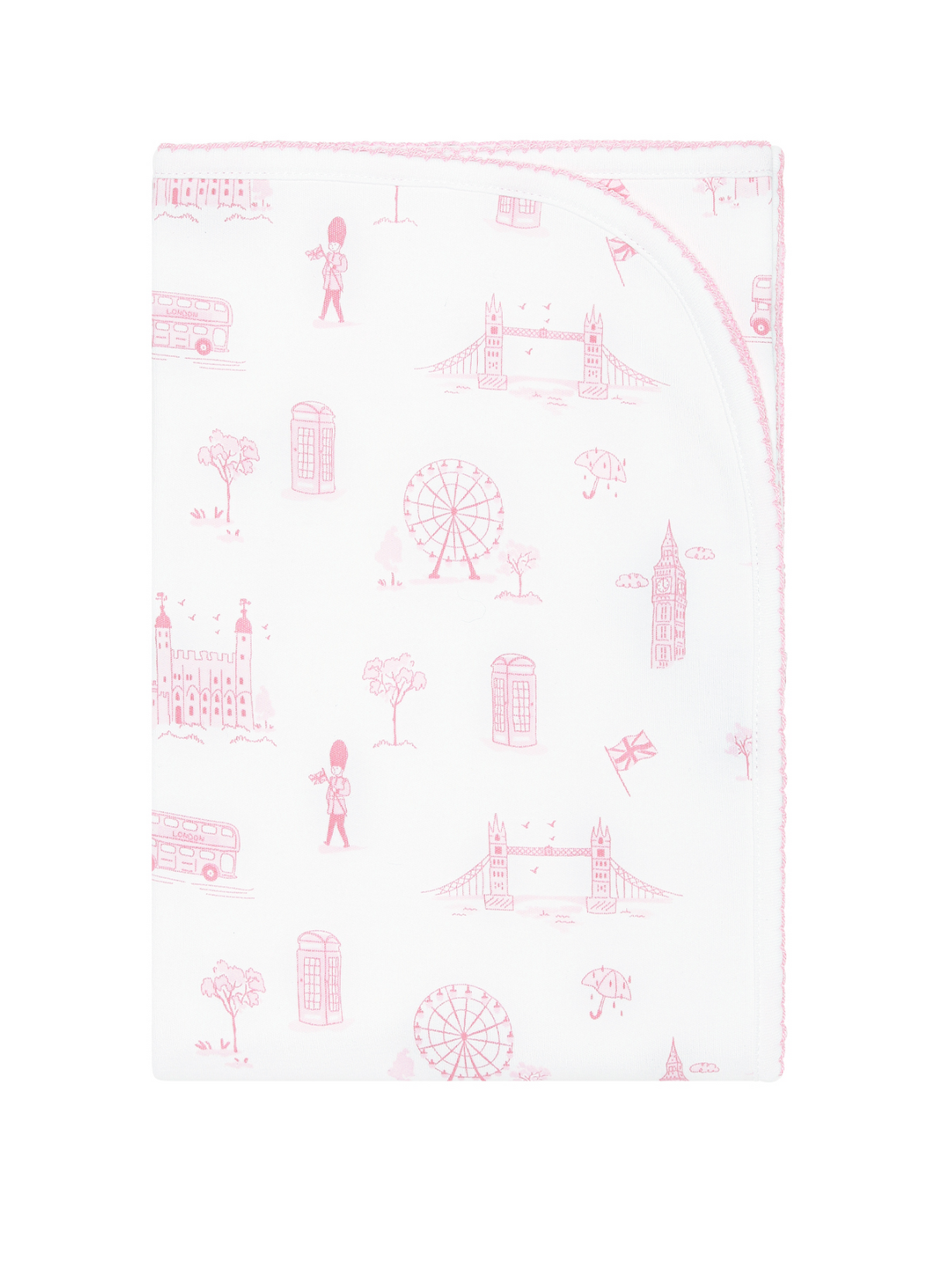 Pink London Toile Receiving Blanket