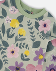 Stretch Fleece Dress Printed Watercolor Flowers