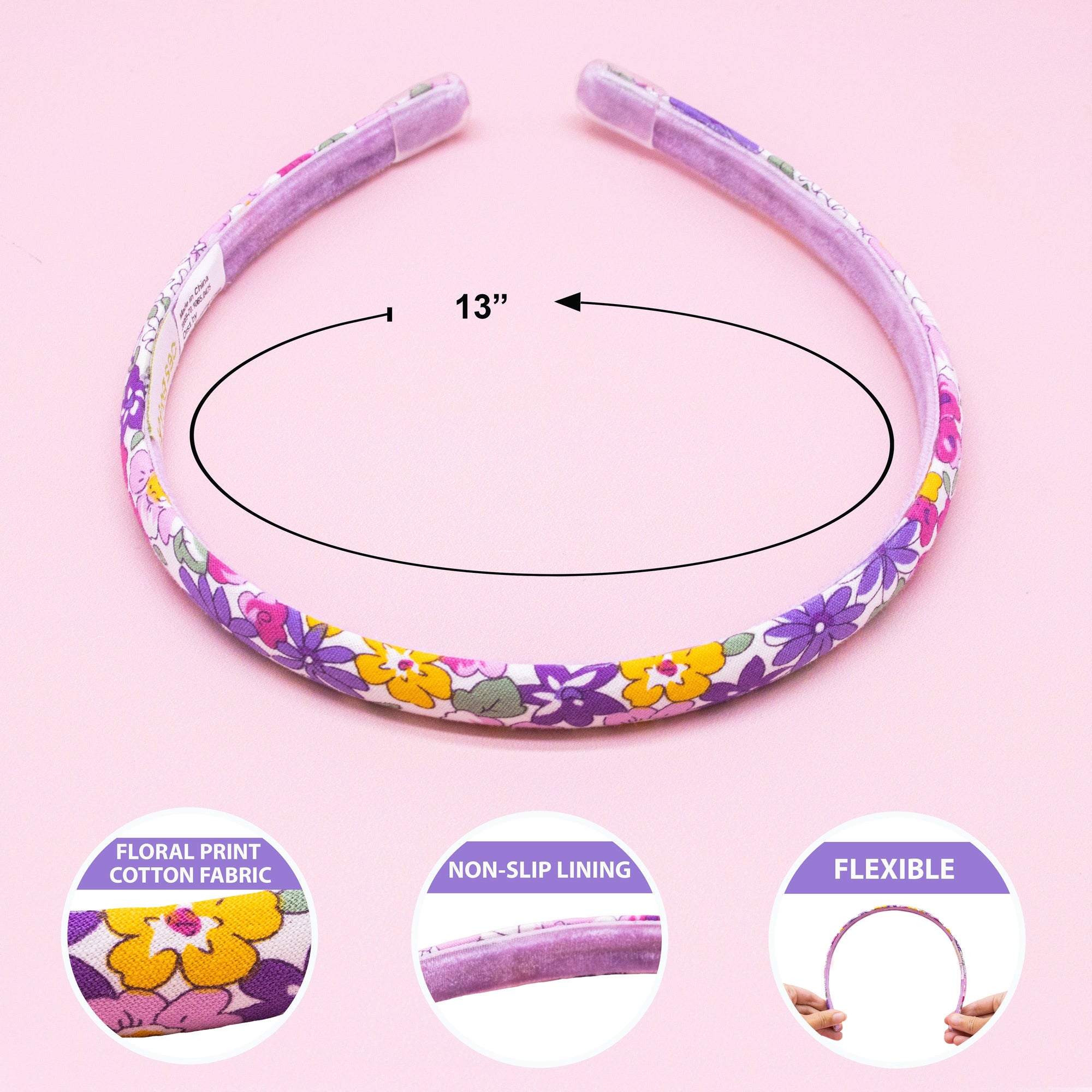 Thin Floral Headband - Non Slip Hair Accessories for Kids