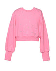 A RHINESTONE TRIMMED L/S SWEATSHIRT