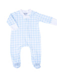 Baby Checks Zipper Footie - Blue