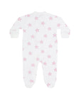 Pink Stars Print Zipper Footie