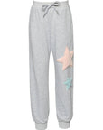 JOGGERS WITH FAUX FUR STAR APPLIQUES