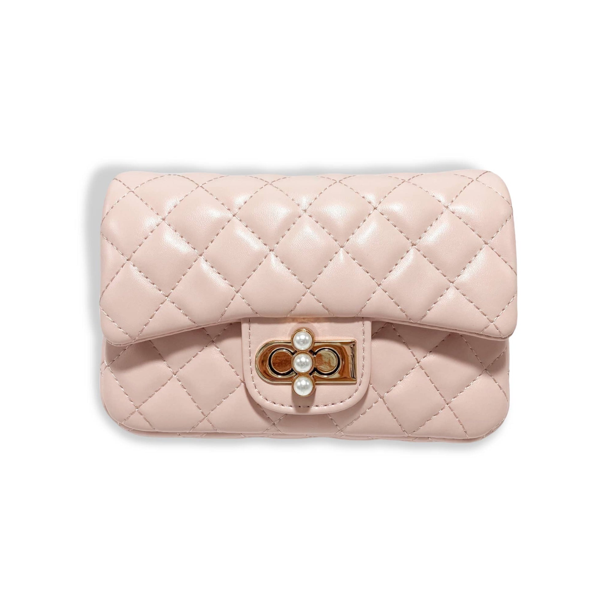 Pearl Closure Quilted Purse Black