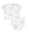 Blue Lamb Print Diaper Cover Set