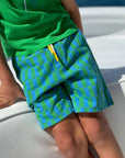 Recycled Cotton Blue Checkered Kid Short
