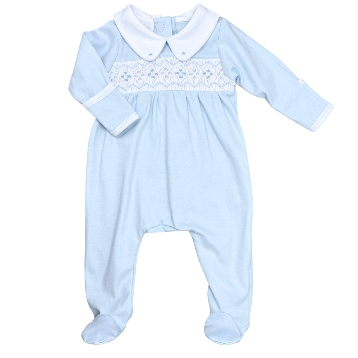 Ethan Smocked Footie - Light Blue
