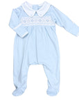 Ethan Smocked Footie - Light Blue