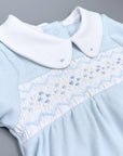 Ethan Smocked Footie - Light Blue