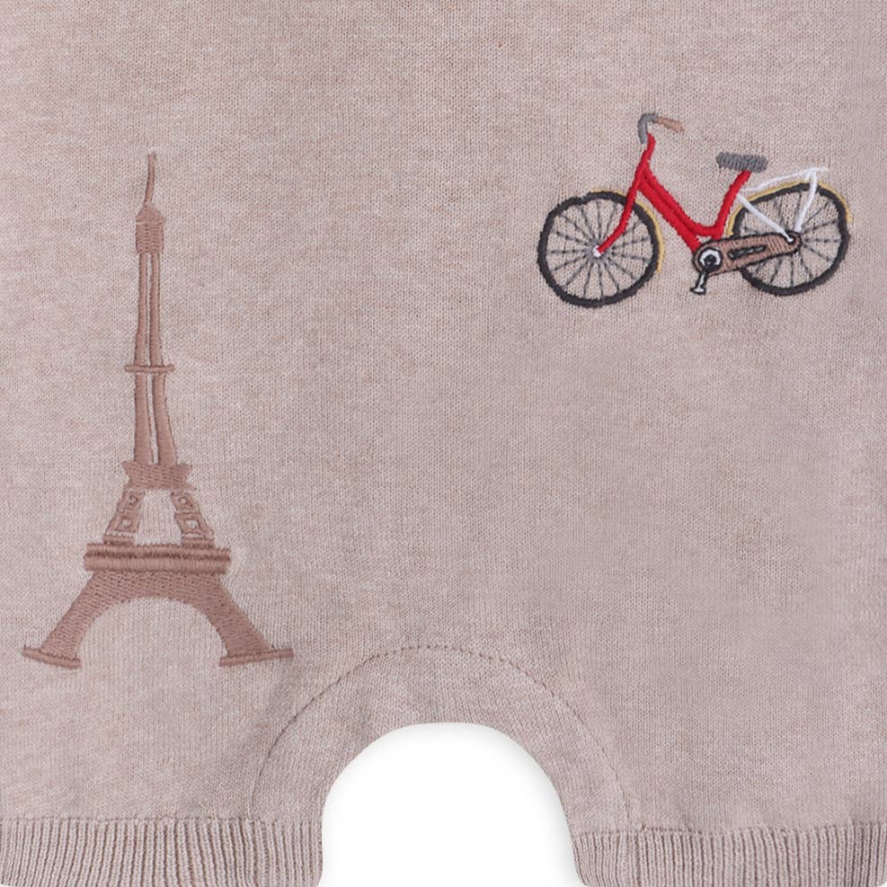 Paris Embroidered Baby Knit Romper (Organic Cotton)