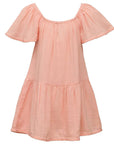 Peach Flutter Sleeve Beach Dress