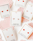 Screwback Stud Earrings - Nora Heart Pink
