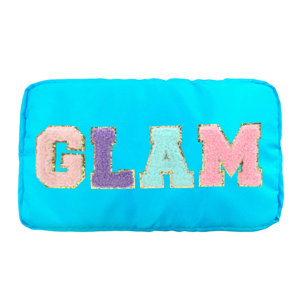 Varsity Collection Nylon Cosmetic Bag Blue Glam Chenille
