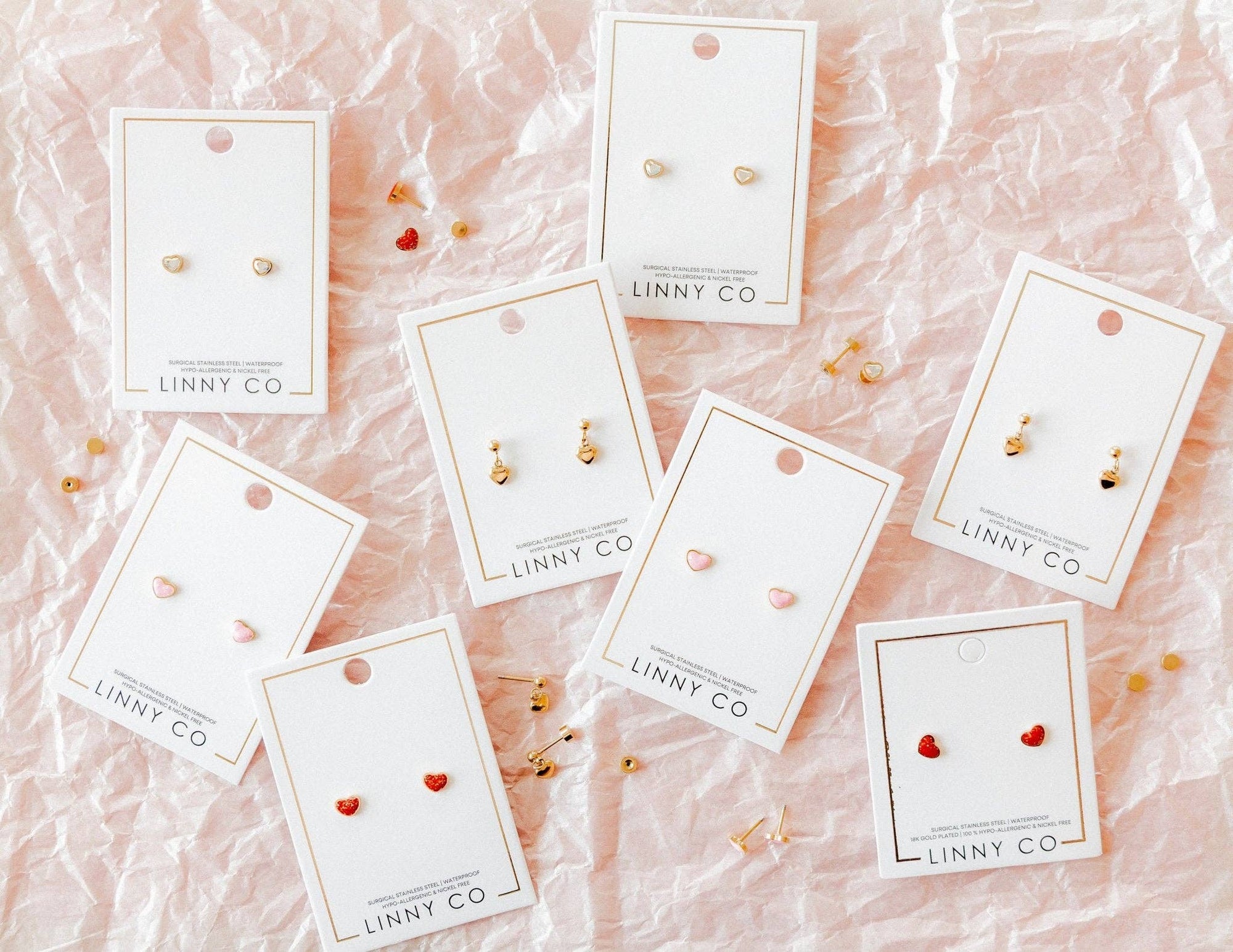 Screwback Stud Earrings - Nora Heart Pink