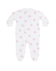 Pink Stars Print Zipper Footie