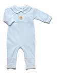 Spotted Boy Puppy Pima Playsuit | Lt Blue Mini Stripe