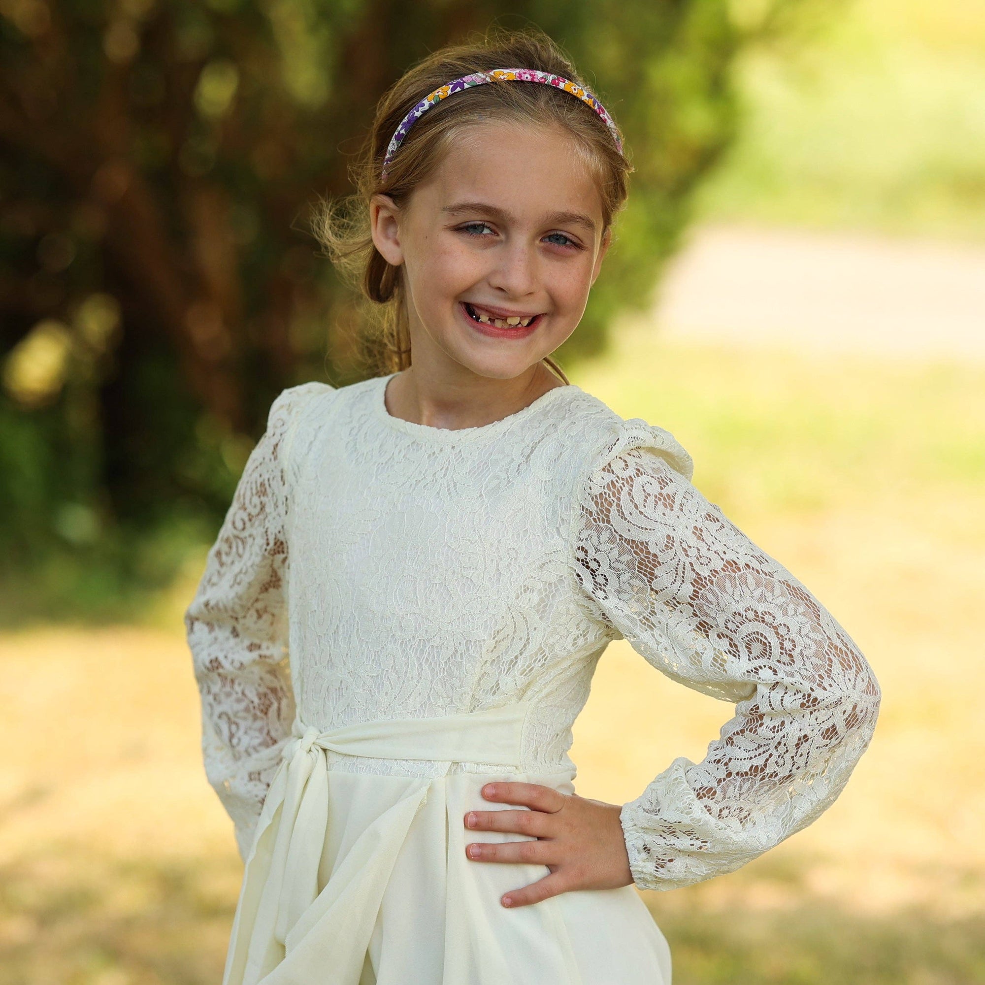 Thin Floral Headband - Non Slip Hair Accessories for Kids