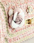 Floral Brooch Tweed Purse