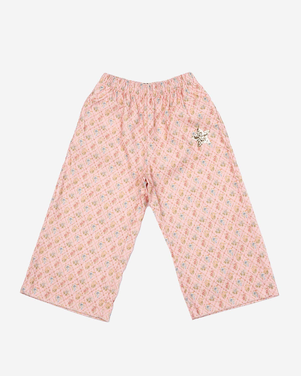 Vintage Flower Wide Pants -Pink