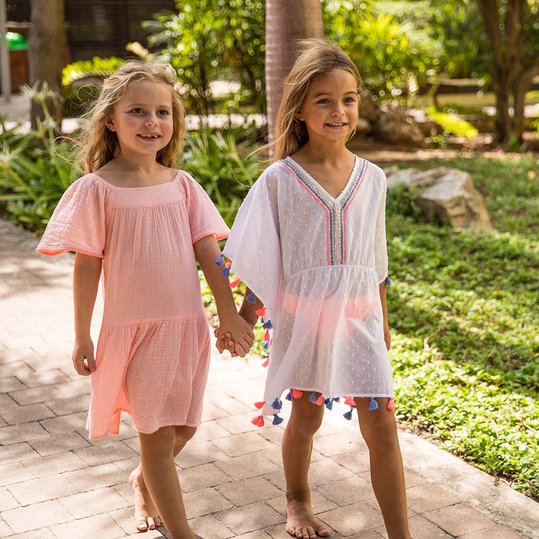 Peach Flutter Sleeve Beach Dress