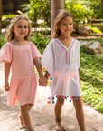 Peach Flutter Sleeve Beach Dress