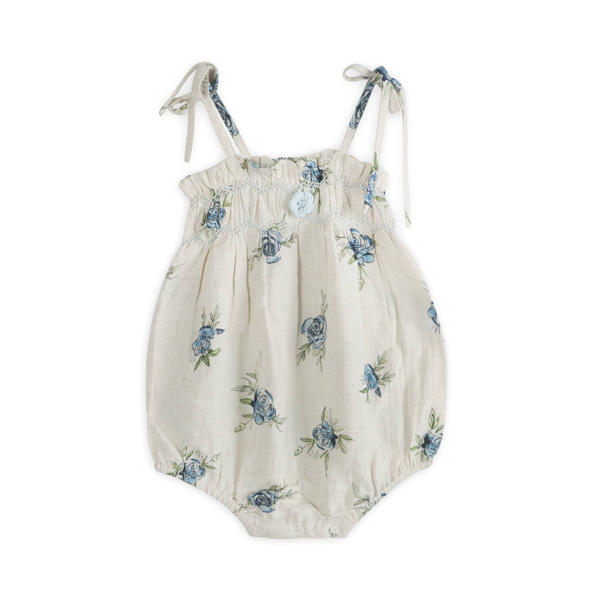 Anais Floral Baby Romper + Headband (Linen Blend)