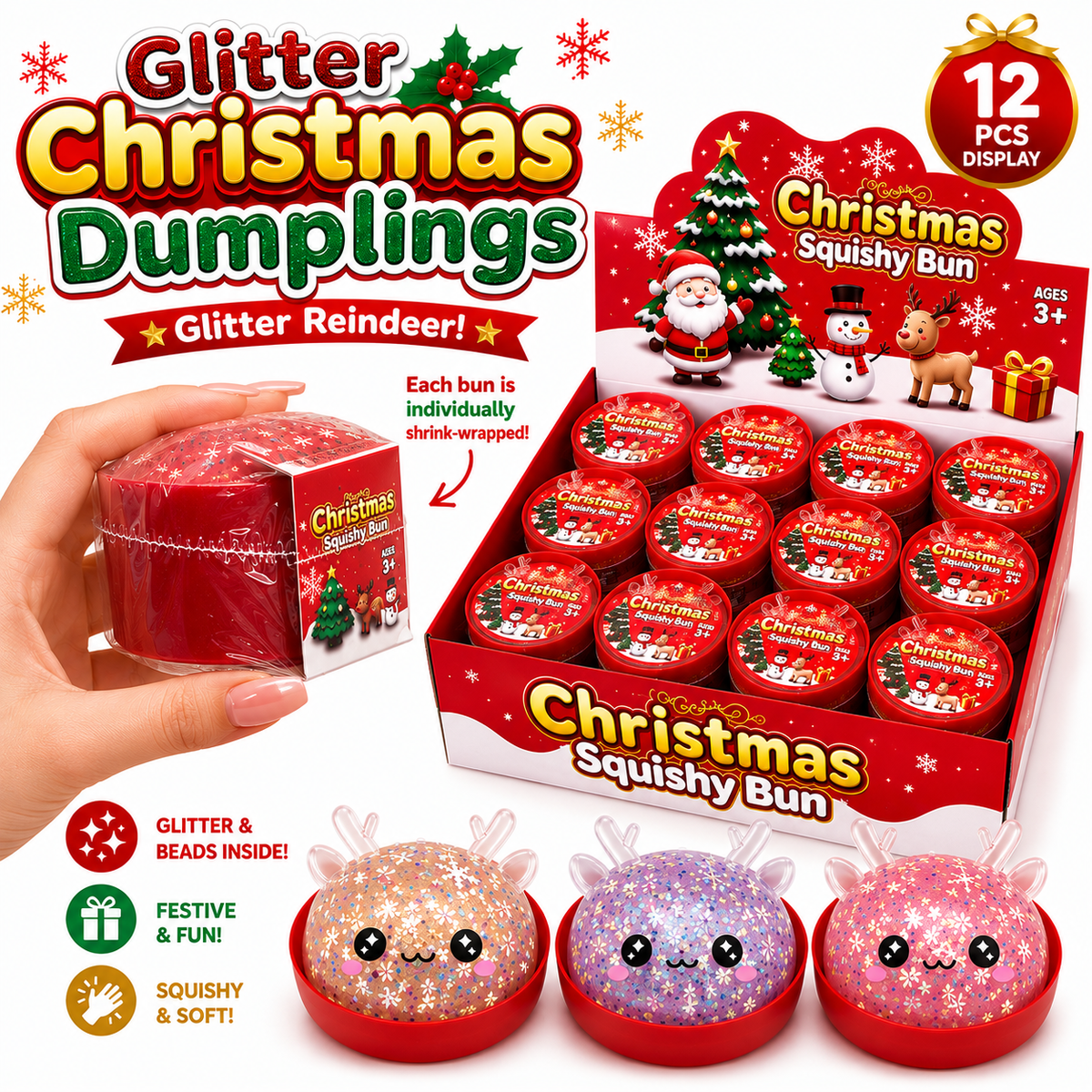 Glitter Christmas Reindeer Dumplings — Individually Wrapped