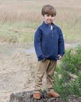 Lanier Boys Quilted Pullover - Navy