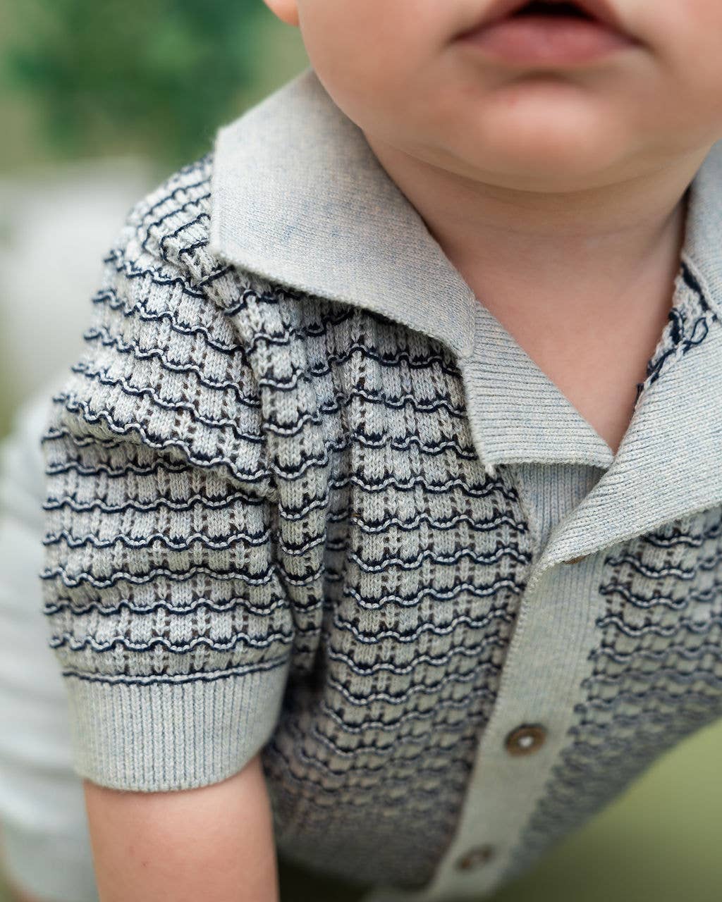 Miles Wave Textured Baby Shirt &amp; Shorts Set (Organic Cotton)