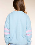 Cloud Plush Crew Neck Sweater Dusty Blue Pink Star