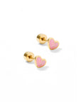 Screwback Stud Earrings - Nora Heart Pink