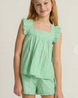 Girls Gustavia Ruffle Top Gingham Set