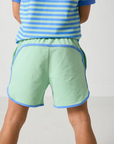 Palm Green Retro Super Short with Sky Blue Piping (interior liner)