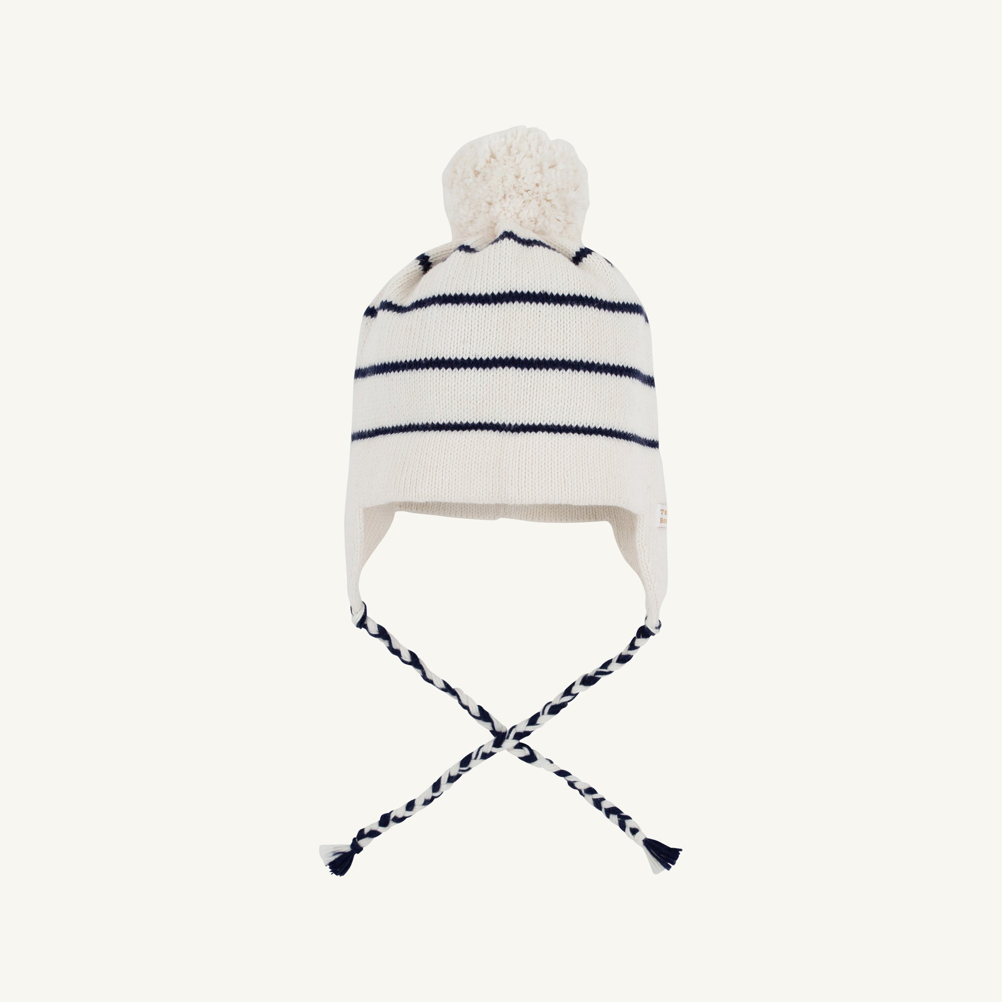 Parrish Pom Pom Hat Palmetto Pearl and Nantucket Navy Stripe with Palmetto Pearl